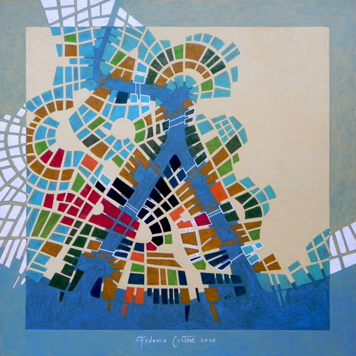 Painting titled "Code number 48" by Federico Cortese, Original Artwork, Oil