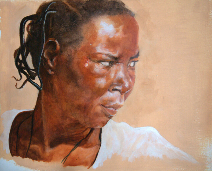 Monique femme du Burkina Faso 绘画, 19.7x27.6 in