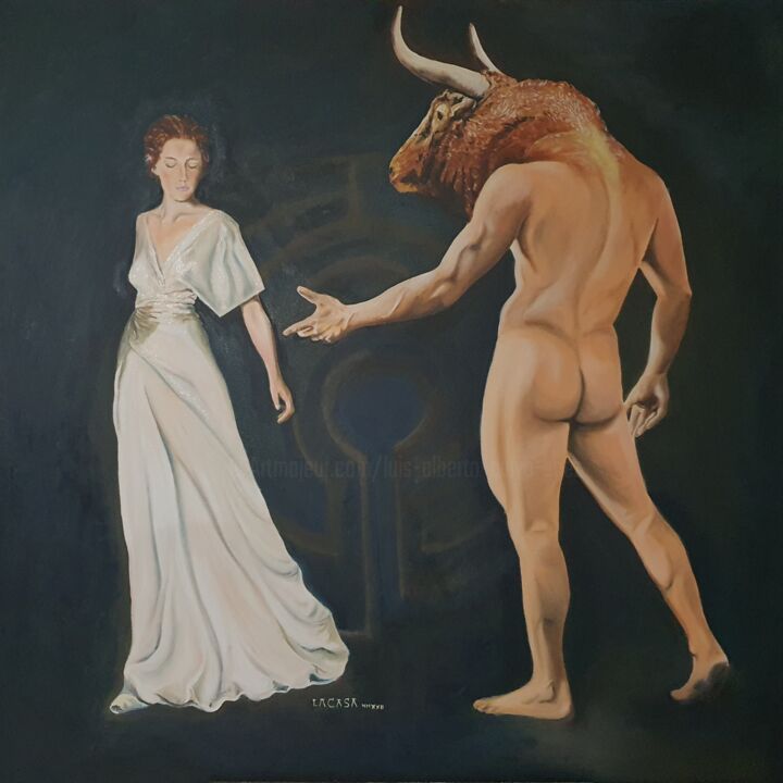 Minotauro y Ariadna 绘画, 39.4x39.4 in