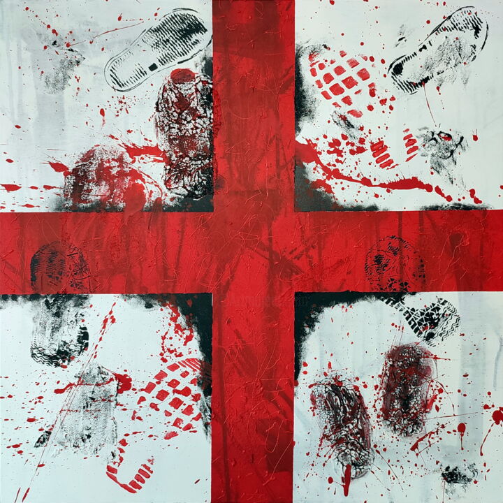 Blood red cross 绘画, 23.6x23.6 in