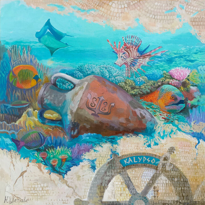 Pittura intitolato "Сокровища морей. Ку…" da Nadezhda Tsvetkova, Opera d'arte originale, Olio Montato su Cartone