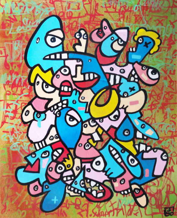 grosses têtes 绘画, 16.1x13 in
