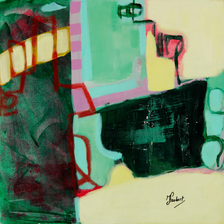 Peinture intitulée "Expression en vert…" par Jacqueline Faubert, Œuvre d'art originale, Acrylique