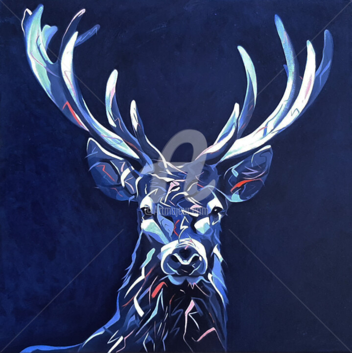 LE CERF BLEU 绘画, 31.5x31.5 in