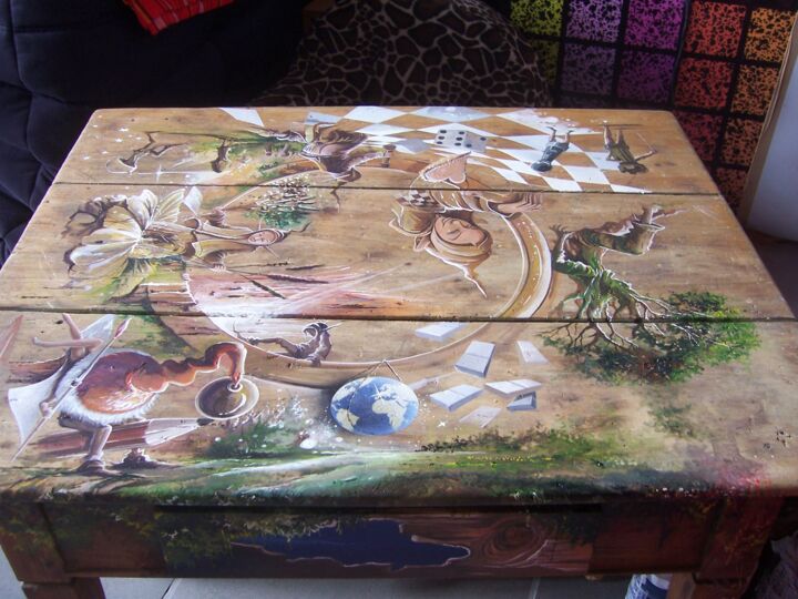 TABLE BASSE "MONDE MAGIQUE" 绘画
