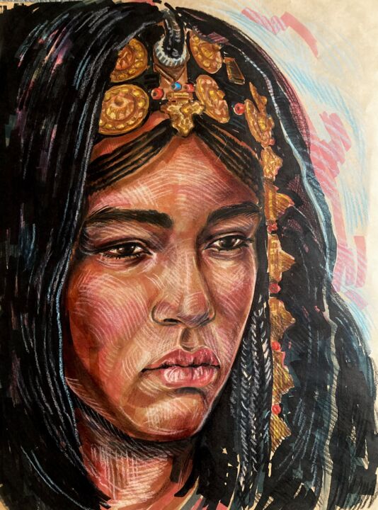 Tekening getiteld "Бедуинка" door Svetlana Kuzina (Skuz), Origineel Kunstwerk, Marker