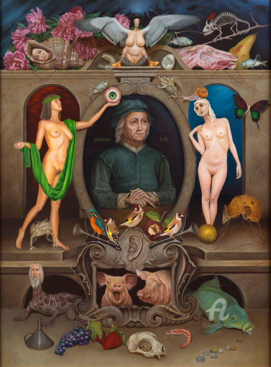 Painting titled "Hieronymus Temple" by Frank Kortan, Original Artwork, Oil