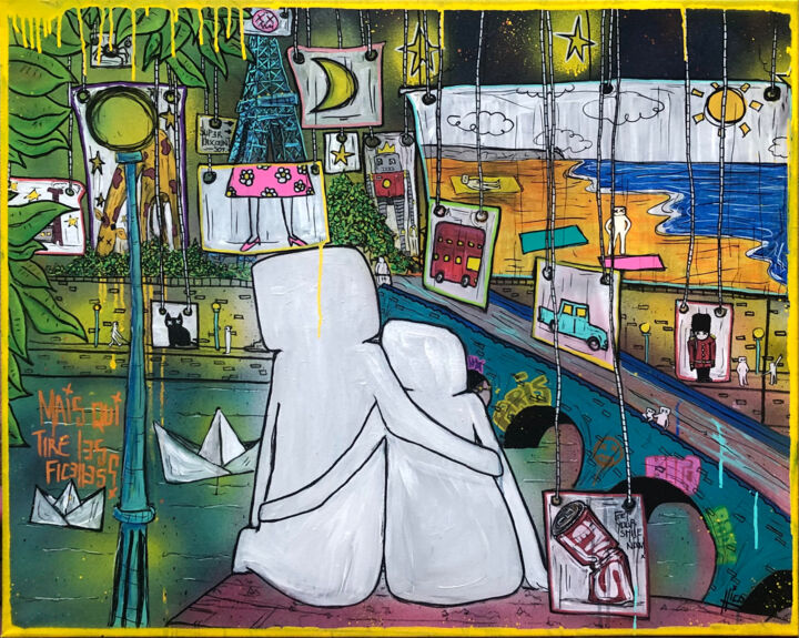 Peinture intitulée "Mais qui tire les f…" par Hico, Œuvre d'art originale, Acrylique