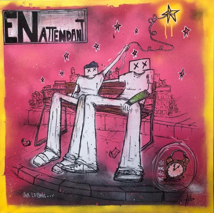 Peinture intitulée "En attendant : sur…" par Hico, Œuvre d'art originale, Acrylique