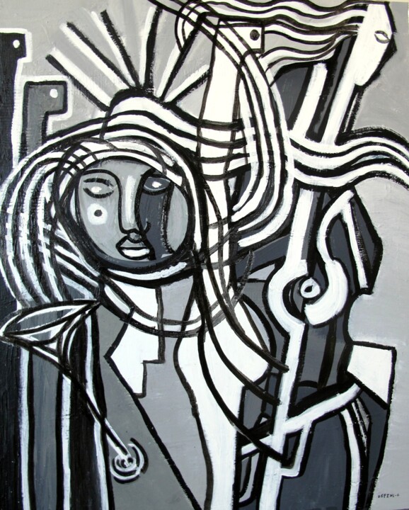 Rêve de femmes africaines 绘画, 36.2x28.7 in