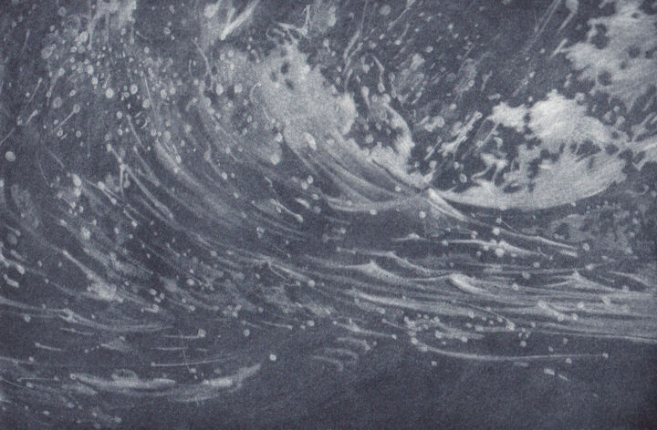 Gravures & estampes intitulée "Anatomie d'une vagu…" par Dominique Keruzec (Maho), Œuvre d'art originale, Gravure