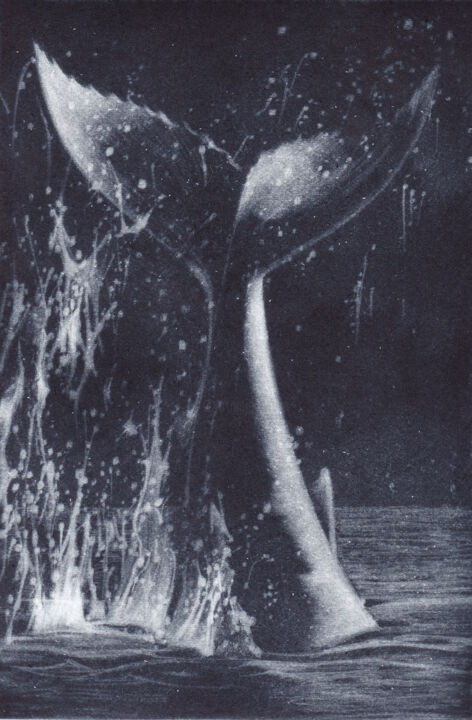 Gravures & estampes intitulée ""LE" poisson des me…" par Dominique Keruzec (Maho), Œuvre d'art originale, Gravure
