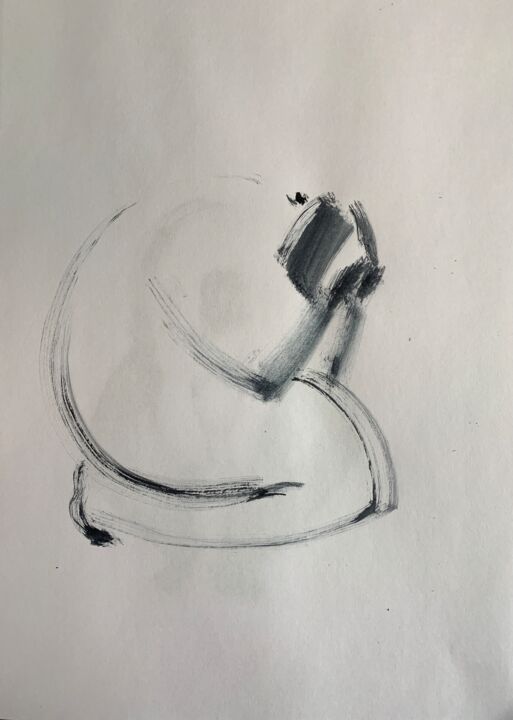 Drawing titled "Crying" by Alexandra Kokina, Original Artwork, Watercolor