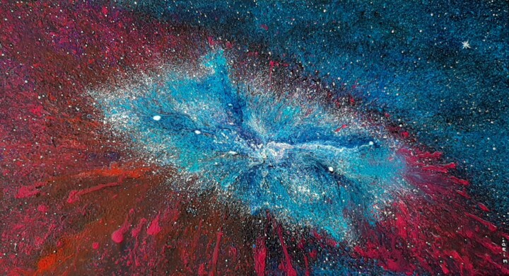 Dessin intitulée "explosion de supern…" par Iakim, Œuvre d'art originale, Acrylique Monté sur Châssis en bois