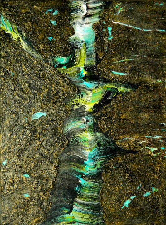 Painting titled "Geological story 12…" by Sorin Niculae Lazar, Original Artwork, Acrylic Mounted on Wood Stretcher frame