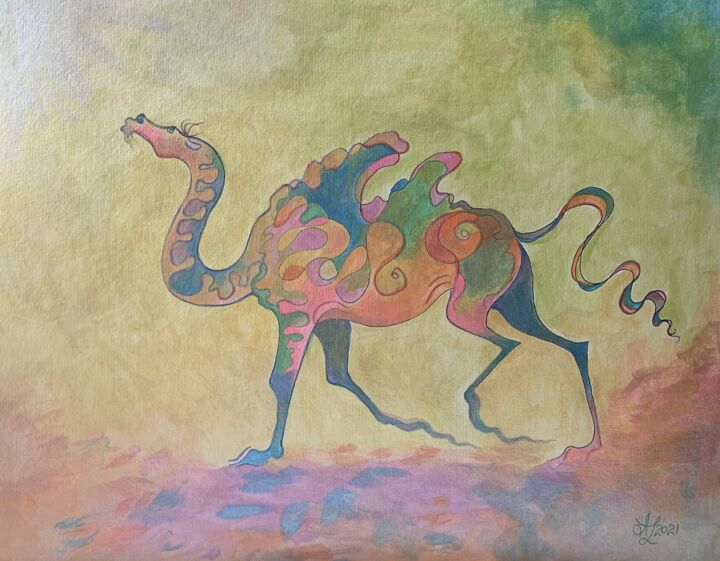 Camel following the light 图画, 11x14 in