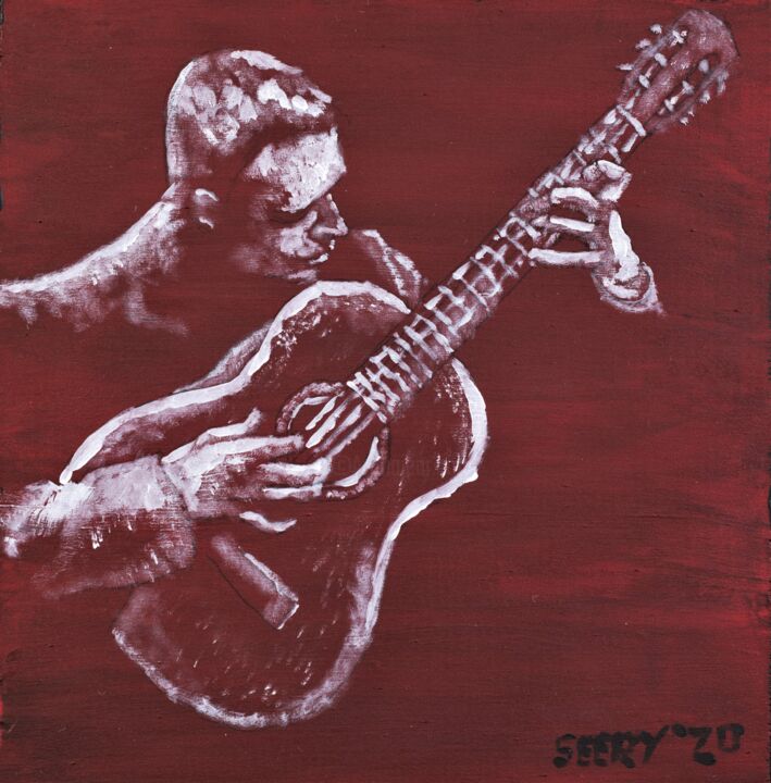 Classical guitar 绘画, 10x10 in