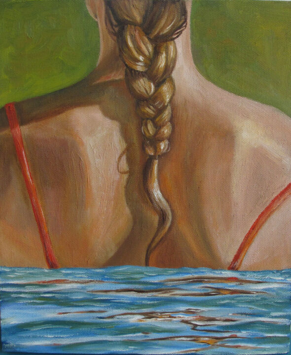 Painting titled "Refresh up" by Roza Bronnikova, Original Artwork, Oil Mounted on Wood Stretcher frame