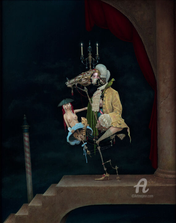 Venetien masquerade 绘画, 19.7x15.8 in