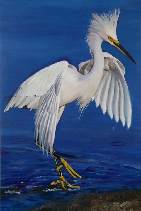 White Egret 绘画, 47.2x31.5 in