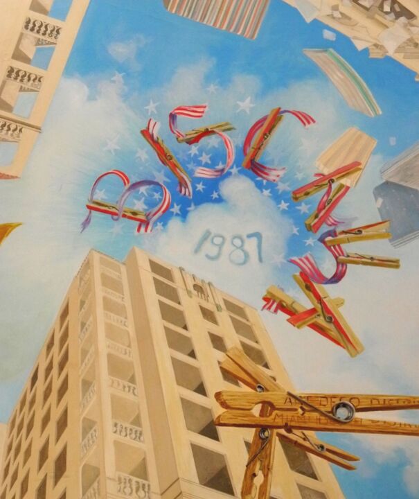 ART DECO Miami sur les pinces à linges du centre... 绘画, 98.4x82.7 in