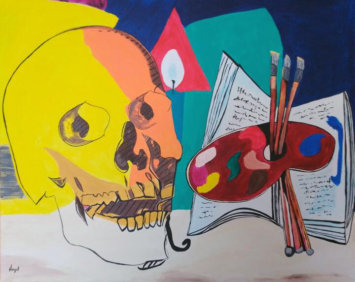 Vanité Warhol vs palette Picasso 绘画, 25.6x31.9 in
