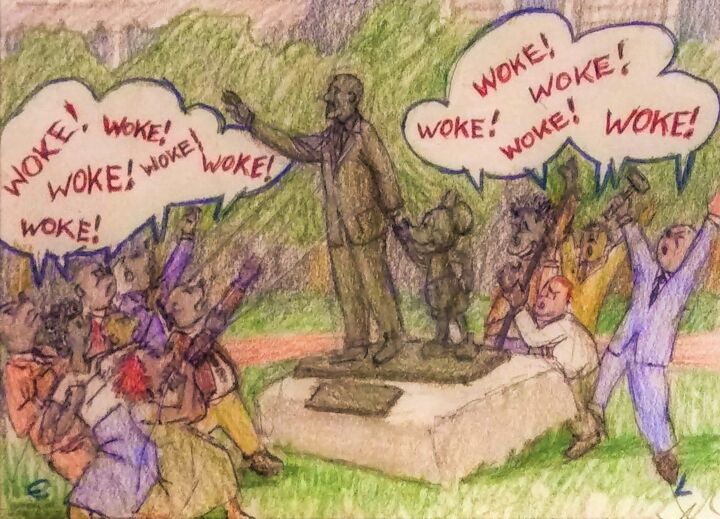 2/4 Disneyland Woke, Tearing Down the Past 描画, 6x8 in