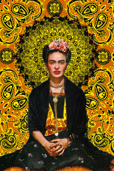 Frida Kahlo Yellow 绘画, 24x16 in
