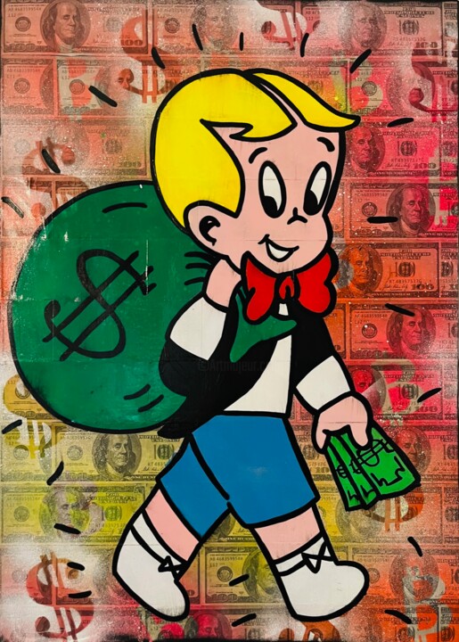 Richie Rich 1980' Boy 绘画, 27.6x19.7 in