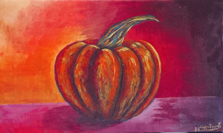 Drawing titled "Тиква.გოგრა. Pumpkin" by Giorgi Gratiashvili, Original Artwork, Acrylic