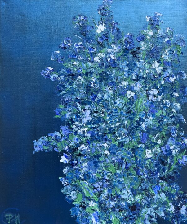 Painting titled "BLUE BUSH" by Philippe Ceulemans, Original Artwork, Oil