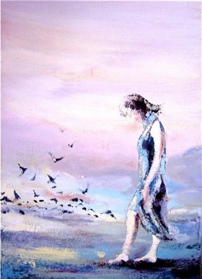 Peinture intitulée "AU POINT DU JOUR" par Catherine Suchocka, Œuvre d'art originale, Huile