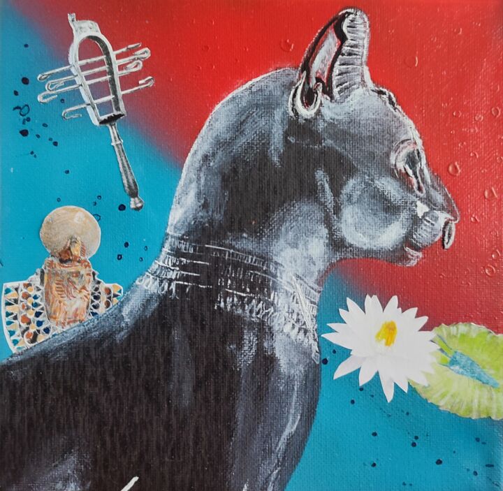 Bastet in light and colours 绘画, 7.9x7.9 in