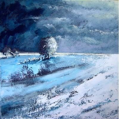 Peinture intitulée "UN MATIN D'HIVER" par Catherine Suchocka, Œuvre d'art originale, Huile