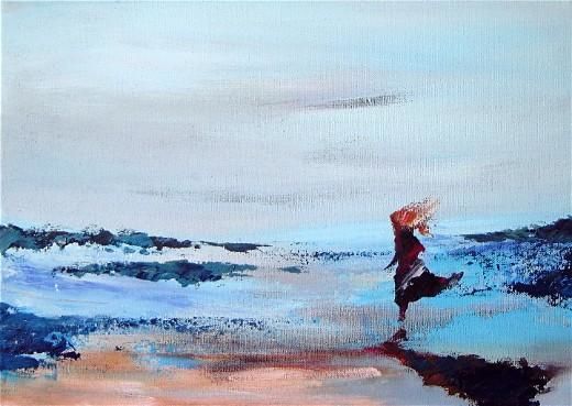 Peinture intitulée "SUR LA PLAGE" par Catherine Suchocka, Œuvre d'art originale, Huile