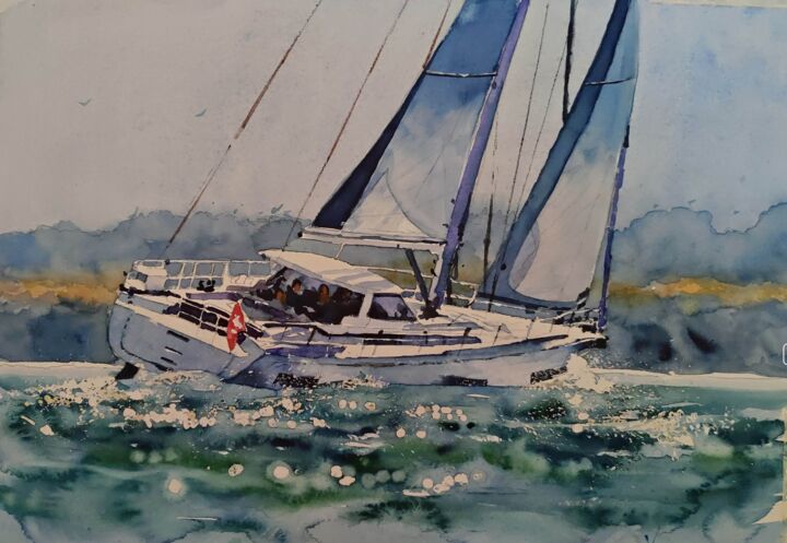 "To the Mediterranean" başlıklı Tablo Vedat Yildiz tarafından, Orijinal sanat, Suluboya