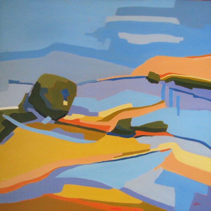 Peinture intitulée "Garrigues" par Jean-Noël Le Junter, Œuvre d'art originale, Huile Monté sur Châssis en bois
