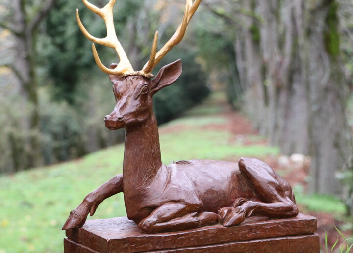 Cerf aux Bois d'Or 雕塑, 20.7x13.8 in