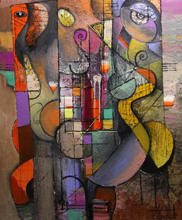Pintura titulada "Music" por Zaza Kharabadze, Obra de arte original, Oleo