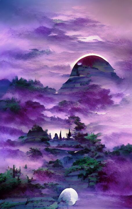 PURPLE VALLEY AND MOON 数字艺术