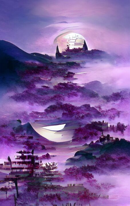 PURPLE VALLEY AND MOON 3 数字艺术
