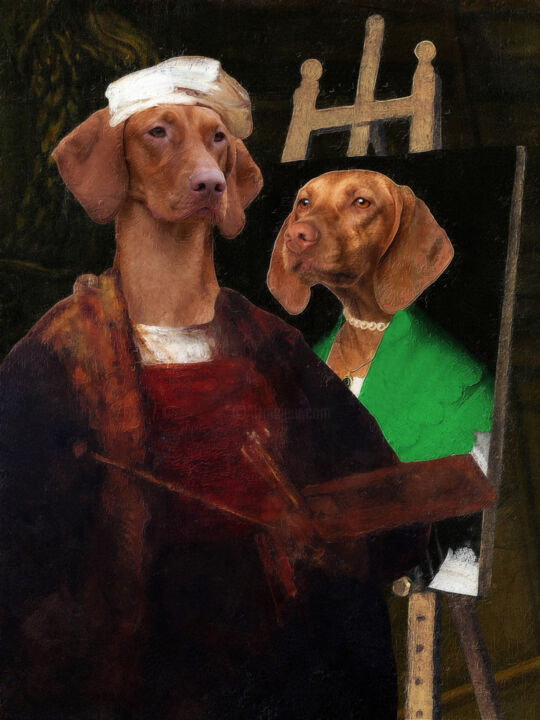 Vizsla Artist Rembrandt and Model I 绘画, 24x18 in