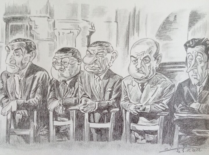 Dessin du film les Tontons Flingueurs réalisé aux crayons. 图画, 11.7x16.5 in