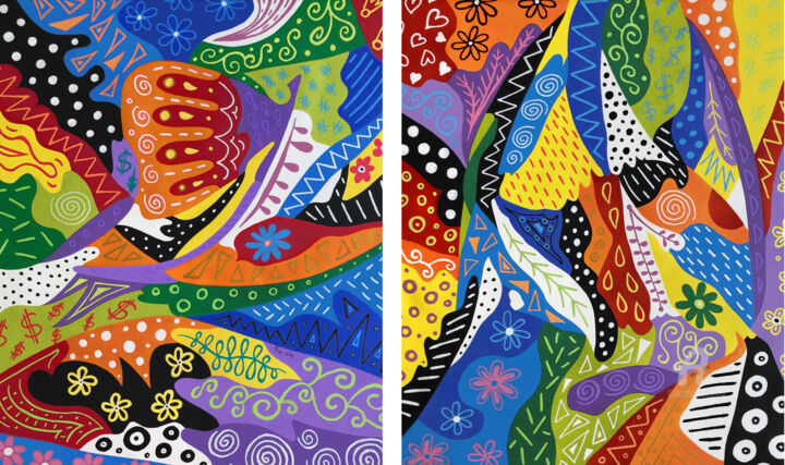 Painting titled "Murals" by Mimi Eres, Original Artwork, Acrylic