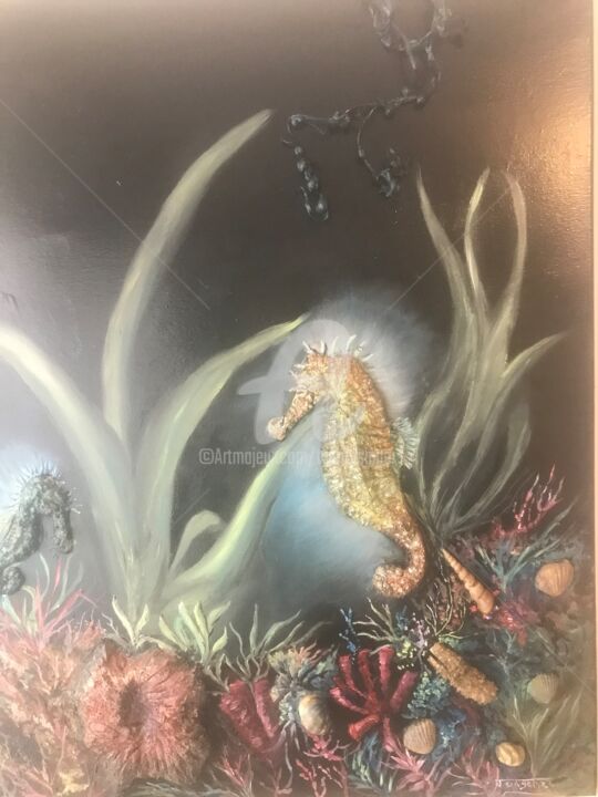 Au fonds des coraux 绘画, 28.7x23.6 in