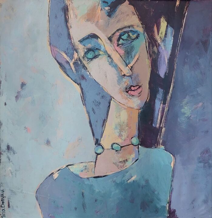 Schilderij getiteld "Portrait of my Moth…" door Mina Donyavi, Origineel Kunstwerk, Acryl