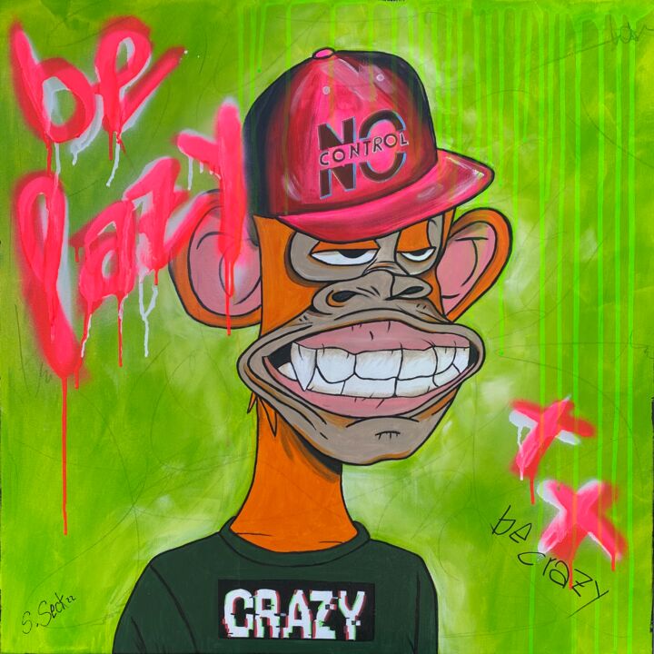 be lazy - be crazy 绘画, 27.6x27.6 in