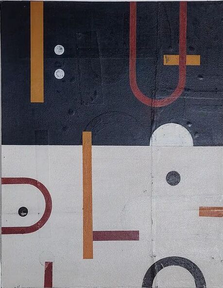 Painting titled "Composizione geomet…" by Andrea Balzano, Original Artwork, Acrylic Mounted on Wood Stretcher frame