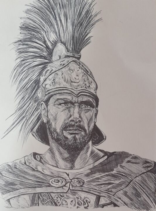 Disegno intitolato "Hannibal Barka" da Akrem Oussama Ben Ghrib, Opera d'arte originale, Biro
