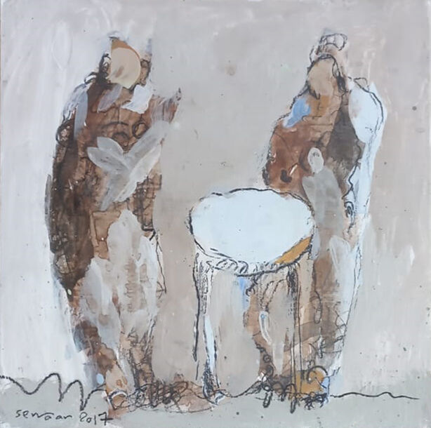 Behind the grey scene 绘画, 6.5x6.5 in